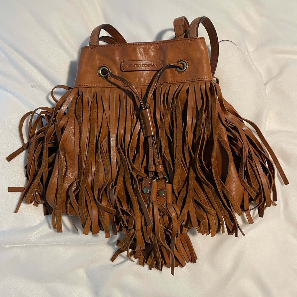 FRYE brown leather fringe tassel bag